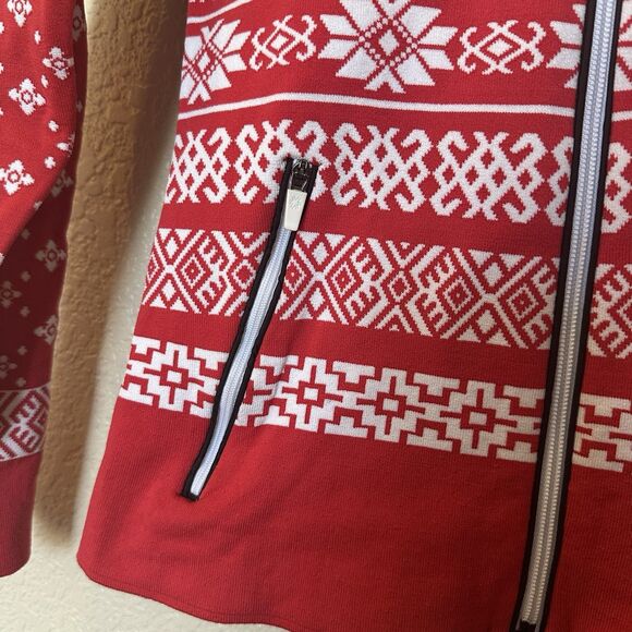 Newland Ski Sweater Womens Fair Isle Red White Extra Small Hooded Made In Italy - Picture 4 of 7
